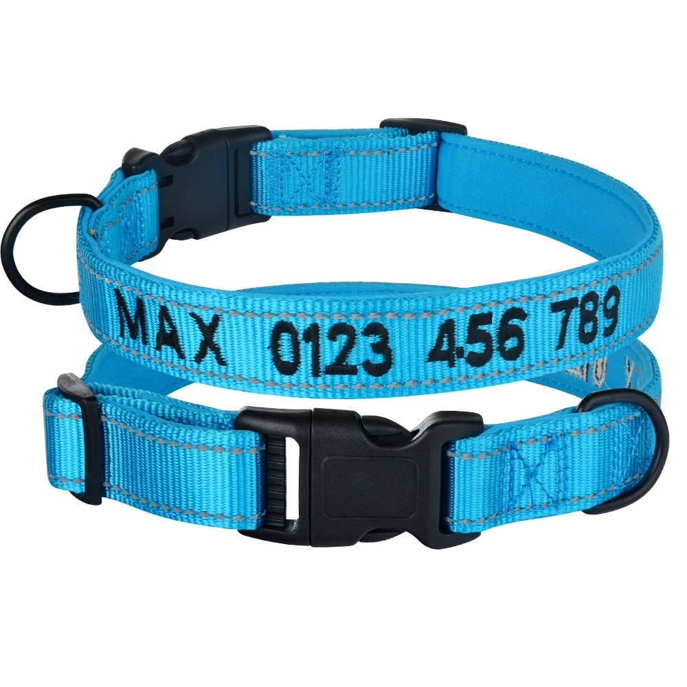 PAWBLEFY Personalized Dog Collars - Reflective Nylon Collar Customized with Name and Phone Number - Adjustable Sizes for Small Dogs, Medium, and Large