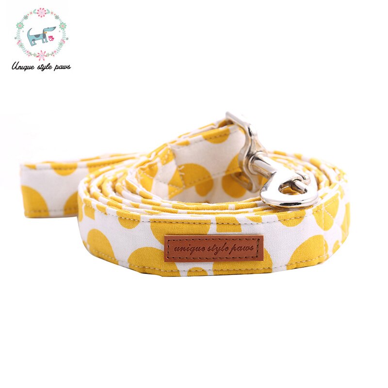PETDURO Cute Personalized Dog Collars Lemon Plaid with Leash Set