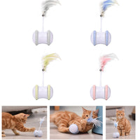 Pet Cat Feather Smart Electric Balance Car Funny Cat Toy Electronic Pet Cat Toy Smart Automatic Cat Teaser Playing USB Charging