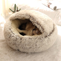 Winter Cat Bed Round Plush Warm Soft Pet Bed for Cat Soft Long Plush Mat For Small Dogs Puppy Sleeping bag Cats Nest