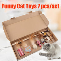 7pc/set Funny Cat Stick Interesting Interactive Cat Toy with Bell Mouse Feather Cat Toy Kitten Chew Toy Interactive Stick