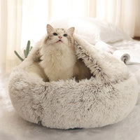 Round Cat Bed House Cozy Cat Mat Bed Warm Pet Basket Kennel Soft Long Plush Dog Cushion For Small Dog Cat Nest Pet Sleeping Sofa