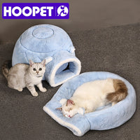 HOOPET Pet Cat Bed Winter Warm House For Cat Puppy Pet Cat Baske Round Cushion Bed Pet Accessories