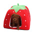 New Pet Product Cat House Bed Foldable Soft Winter Leopard Dog Bed Strawberry Cave Dog House Kennel Nest Dog Fleece Cat Bed