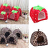 New Pet Product Cat House Bed Foldable Soft Winter Leopard Dog Bed Strawberry Cave Dog House Kennel Nest Dog Fleece Cat Bed