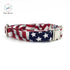 The Stars and Stripes Dog Collar with Bowtie or The Set with Match Leash Wedding Dog Collar