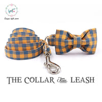 The Orange Plaid Dog Collar And Leash With Bow Tie Dog Training Collar And Leash
