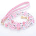 Dog Lead Leashes Cute Bead Flowers Pink Strawberry Dog Collar Set Princess Style Leashes Pet Collar