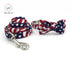 The Stars and Stripes Dog Collar with Bowtie or The Set with Match Leash Wedding Dog Collar