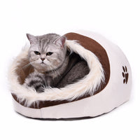 Warm Paw Style Cat Cave Bed Pet Cat House Lovely Soft Pet Cat Cushion High Quality Pet Dog Bed House Products Leopard