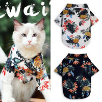 Pet Cat Clothing Summer Shirt Floral Vest Dog Clothes For Small Medium Dogs Chihuahua French Bulldog Hawaiian Style Beach Outfit