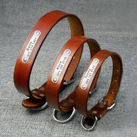 Dog Collar Leather Personalized Pet Nameplate Customized Dog ID Tag Collar For Small Medium Dogs Free Engraving