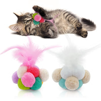 Interactive Kitten Feather Toys Cat Dog Ball Toy Natural Catnip Cat Stracher Chewing Toy Cat Accessories