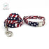 The Stars and Stripes Dog Collar with Bowtie or The Set with Match Leash Wedding Dog Collar