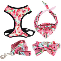 pink watermelon Dog Collar Bow Tie with Metal Buckle Big and Small Dog&Cat Collar Pet Accessories