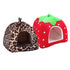 New Pet Product Cat House Bed Foldable Soft Winter Leopard Dog Bed Strawberry Cave Dog House Kennel Nest Dog Fleece Cat Bed