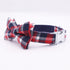 plaid Dog collar pet cat dog shirt collar with bow tie&checked dog bandana scarf,by handmade