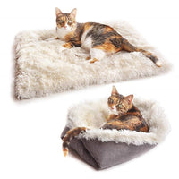 Dual-use Cat Bed Mat Soft Plush Cushion For Cats Small Dogs Foldable Cat House Kennel Winter Warm Sleeping Cat Bed Pet Products