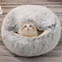 HOOPET Cat Bed Round Cat Nest Puppy Cave Long Plush Pet Bed Warm Cats Bed 2-In-1 Cat Cushion Sleeping Sofa