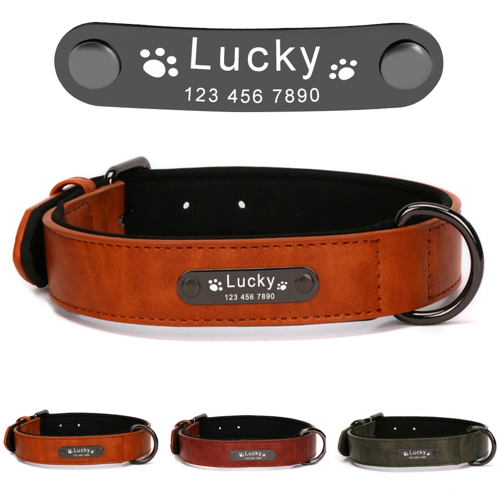 Luxury Custom Tag Pet Accessories Durable Genuine Leather Dog