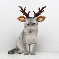 2019 New Christmas Pet Dog Costumes Antler Elk Ear Headband Cute Fancy Dress Up New Year Pet Party Hat Pet Dog Cat Costume