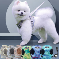 Fashion Collar for Dogs Accessories Dog mesh vest dog harness Collar Leash Set Traction Breathable Adjustable reflector belt