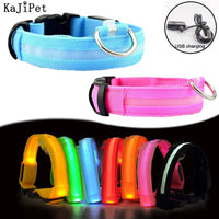 Nylon Pet Dog Collar Led Usb Rechargeable Bright Dog Collar Led Light Night Safety Flashing Glowing Collar For Dogs Pet Puppy
