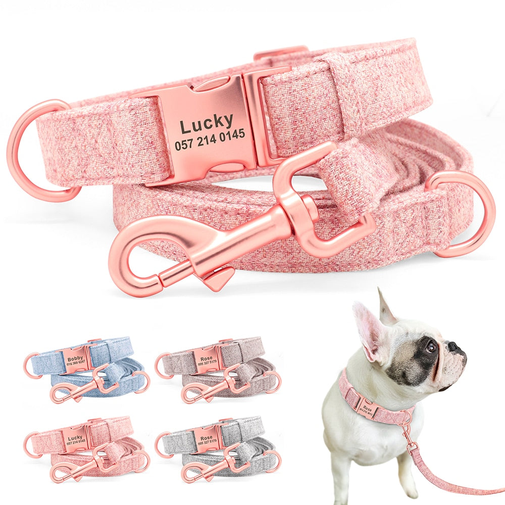 Personalized Custom Embroidered Name Dog collar 1 wide - Crossed Paw  Collars